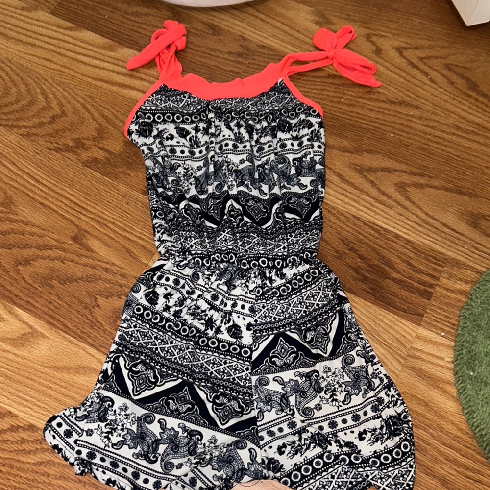 Pink Black And White Romper